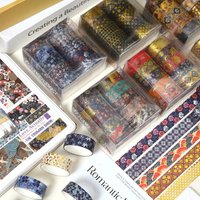 10 Rolls Cherry Blossom Washi Tape Set, Gold Foil Floral Decorative Masking Tape for Scrapbooking Journaling DIY Gift