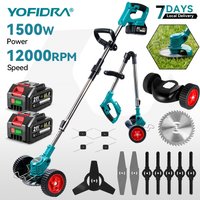 YOFIDRA Elektrischer Rasenmäher 1500W 100-135cm Kabelloser Faltbarer Trimmer Schneid- und Trimmschere Gartenwerkzeug für Makita Akku