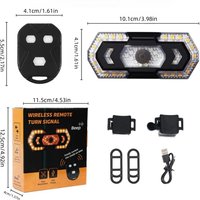 AliExpress LED bicycle taillights, wireless remote control, bicycle flasher, 5 modes, USB charging taillights, used for bicycle riding