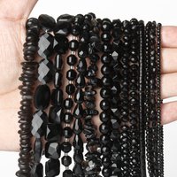 Natural Stone Faceted Black Agates Round Irregular Smooth Rondelle Onyx Beads for Jewelry Making DIY Charms Bracelets Necklace