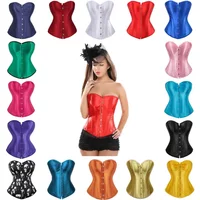 Women Corsets Lace Up Bond Bustiers Satin Corset Casual Bustier Vintage Style Overbust Bridal Korsett Party Costume Plus Size