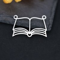 3pcs Minimalist Books Art Line Stainless Steel Pendant Charms Necklace Findings Jewelry Making Reading Lover diy Accessories