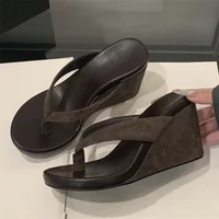 Été imprimé léopard diapositives Clip orteil plate-forme sandales compensées femmes pantoufles mode fond épais talons hauts tongs chaussures