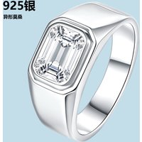 Real 925 Sterling Silver 18K Gold Plated 2ct D Color Emerald Moissanite Men Ring Engagement Rings For Man Jewelry Wholesale