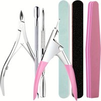7Nail care tool set: polishing strips, nail file, polishing bar, stainless steel cuticle scissors, cuticle pusher, manicure and