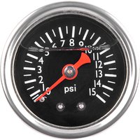 Universal Black Axial Shock-resistant 0-15psi Fuel Pressure Oil Pressure Hydraulic Gauge Stainless 40mm Dial Thread 1/8''NPT