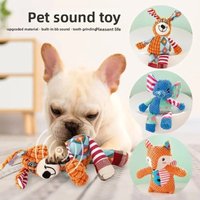 Interactive Squeaky Dog Chewing Toy Pet Dog Plush Toy Cute Fox Elephant Bite Resistant Dog Teeth Cleaning Sounding Doll Chew Toy