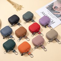 Small Genuine Leather Universal Key Wallets Earbud Case Headphone Storage Case Keychain Earphones Carrying Pouch Key Case