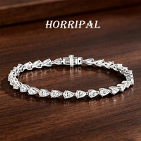 HORRIPAL 3*5MM Pear Shaped Moissanite Tennis Bracelet S925 Sterling Silver Plated with 18K White Gold Fashionable Party Jewelry