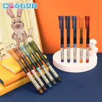 5 Pcs Large Capacity Quick Drying Needle Tip Colored Gel Pen 0.5mm Fine Pointed Ballpoint Pens DIY Diary Drawing Retro Colors