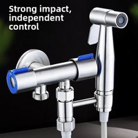 Stainless Steel Handheld Shower Kit with double outlet angle valve ,4.8-Inch Hose And Wall Bracket for Bathroom Cleaning