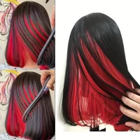 Red Peekaboo Wig Straight Synthetic Short Wig Cosplay Bob Wigs Black with Red Highlight BOB Wigs