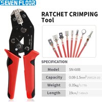 Crimping Pliers for JST ,TE,XH,SM,VH,PH Molex Terminals Ratchet Crimper Pliers for 0.08-1.5mm²AWG 28-16 SN-68B