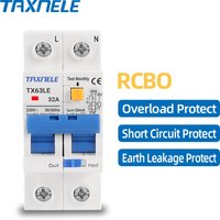 230V 2P Residual Current Circuit Breaker MCB 30mA Overload Short Current Leakage Protection Protect RCBO RCCB RCD 16A 32A 63A