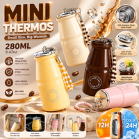 280ML Milk Bottle Shape Insulated Coffee Cup Stainless Steel Vacuum Flask Leakproof With Strap Portable School Office Travel