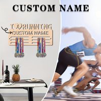 1pc Custom Wooden Run Medal Hanger, Personalized Medal Display Rack for Athletes,Ideal Gift for Family Friends