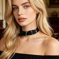 Gothic PU Leather Choker Heart Lock Key Spike Collar Necklace Black Punk Sexy Cosplay Jewelry Gifts for Women