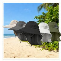 Wide Brim Sun Hat with Neck Flap for men women Adjustable Outdoor 50+UPF Protection Safari Cap Hiking Fishing UV Protection Hat