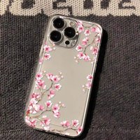 Cherry Blossom Phone Cases For iPhone 16 15 14 13 12 11 Pro Max XR 8 7 Plus 13 12 Mini Soft Transparent Cover