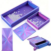 3 in 1 Gradient Color Diamond Art Tray With Lid, Diamond Painting Storage Box, DIY Crafts Tools Diamond Art Accessories