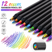 12/24/36pcs Rainbow Magic Pencil Multicolor Core Black Wooden Colored Pencils Creative Drawing Art Supplies Gift