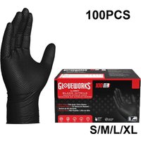 Heavy Duty Black Nitrile Gloves 8Mil Industrial Disposable Gloves with Diamond Textured Grip for Mechanic Safety & Work Gloves