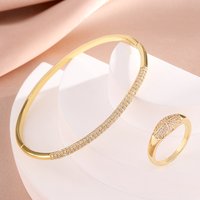 ZAKOL Luxury Micro-inlaid Lced Out Zrconia Bracelet Ring for Women Exquisite Shining CZ Wedding Party Jewelry Gift