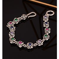 New Arrival Sweet Rose Flower Colorful Crystal Thai Silver Ladies Jewelry Sets For Women Necklace Bracelet Birthday Gifts