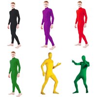 Halloween Full Bodysuit Costume with Zipper Men Kids Without Hood Zentai Unitard Jumpsuits Green Stage Tights Invisible Dress U