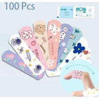 100Pcs Band-Aids Children Cute Cartoon Pattern Waterproof Breathable Stickable Wound First Aids Medical Hemostatic Stickers Aid