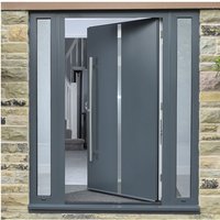 Luxurious Villa Aluminum Alloy Noise Reduction Entrance Door Bulletproof Sturdy Hinged Door with Side Opening Window Front Door