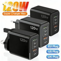 120W 5 Plug Charging Station USB+Type C Mobile Phone Multi-Device Adapter For iPhone Samsung Xiaomi VIVO USB-C Home Wall Charger