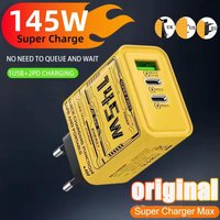 145W Ultra Fast Charging 3-ports Pd Usb Type-c Qc 3.0 Super Charge Adapter Eu/us/uk Plug Wall Adapter For Iphone Samsung