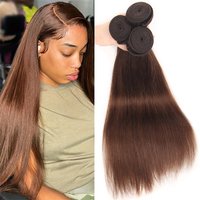 #4 Brown Straight Human Hair Weave Bundles Dark Chestnut Brown Brazilian Weave Extensions 100% Remy Hair Colored Bundles