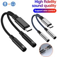 Type-C to Dual 3.5mm Aux Female Microphone Listening Audio Adapter DAC USB C to 3.5MM Jack Converter For iPhone 17 16 15 Samsung