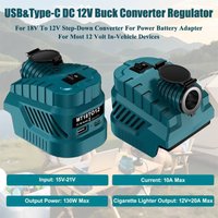 MT18TO12 DIY Battery Adapter for Maktia 18V Battery Via DC 12V Buck Converter Regulator with Cigarette Lighter USB & Type-C Port