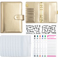 A6 Gold Ring Gold Purple Black Money Budget Planner Binder Zipper Envelopes Cash Envelopes For Budgeting Money Organizer