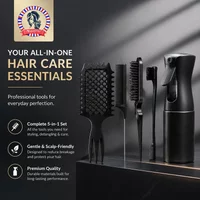 5-Piece Hair Styling Set: Curl Define Styling Brush Curved Rat Tail Comb Edge Control Brush-Perfect for Salon-Quality Results