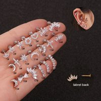 Stainless Steel Earring Studs, 16G Hypoallergenic Dainty Cute Huggie Stud Earrings, Women Fashion Trendy Accessories Holiday