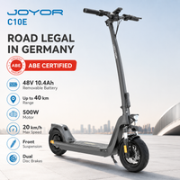 JOYOR C10E, E-Scooter für Erwachsene mit ABE, abnehmbarer 48V 10,4Ah Akku, einfaches Laden, max. 40 km Reichweite, auf 20 km/h begrenzt, 10-Zoll-Reifen, leicht, faltbar, ideal für Stadt und Pendler