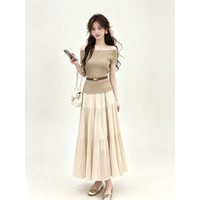 Summer Fashion Knitted Set Women's One-Shoulder Top And Half-Length Skirt Two-Piece Ensemble Breathable Lightweight Casual Wear