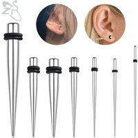 ZS 1 Piece 1.2-6MM Stainless Steel Ear Plug And Tunnel Taper Piercing Ear Gauges Flesh Expander Stretcher Body Piercing Jewelry