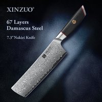 XINZUO 7,2” Nakiri-Messer mit G10-Fasergriff, Damaszenerstahl-Kochmesser zum Schneiden und Hacken von Rindfleisch, Küchenmesser, Kochwerkzeuge