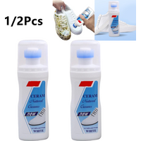 1/2Pcs White Shoe Cleaner Eco Friendly Whitening Polish Cream with Brush Quick Remove Stain for Leather Sneakers Suede Canvas