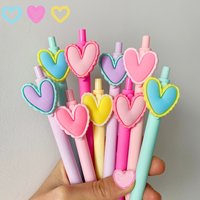 10pcs Heart-Shaped Pen Black Ink 0.5Mm Pointed Nib for Wedding Party Office Stationery Coworker Teacher Birthday Gift