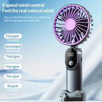 1pc New Models for 2026 Mini Portable USB Fan with Digital Display - Foldable 3-in-1 Handheld, Neck, and Desktop Fan Mini Fan