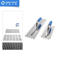 Stainless Steel Square Jumbo Notched Sawtooth Large Spatula Trowel for Large Format Tiles with 6 Standard and 6 Large Blades