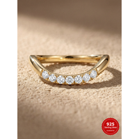 925 Sterling Silver U Shape Minimalism Fashion Zircon Ring For Women Anniversary Party Daily Wear High Quality Fine Jewelry