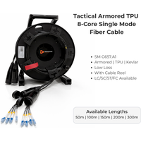 8-Core Single-Mode 150m 200m Armored Tactical Fiber Optic Cable LC/SC/FC/ST TPU G657A1 SM 5.0mm For Outdoor Rental Event Display