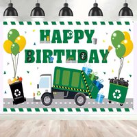 Garbage Birthday Backdrop Dump Everything Recycling Birthday Photo Background Garbage Truck Boy Theme Party Decoration Banner